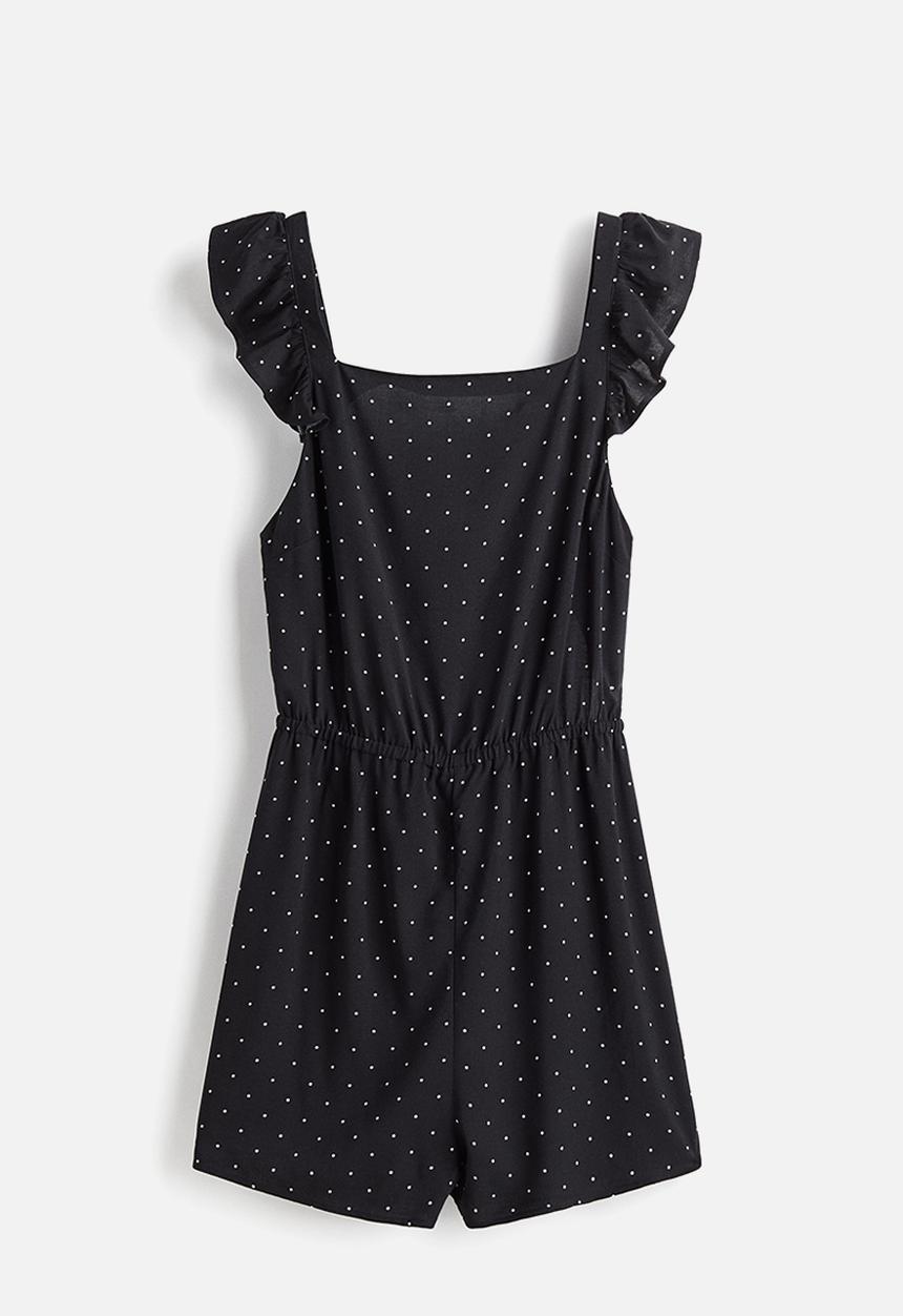 H&M - Tie-back playsuit - black/spotted