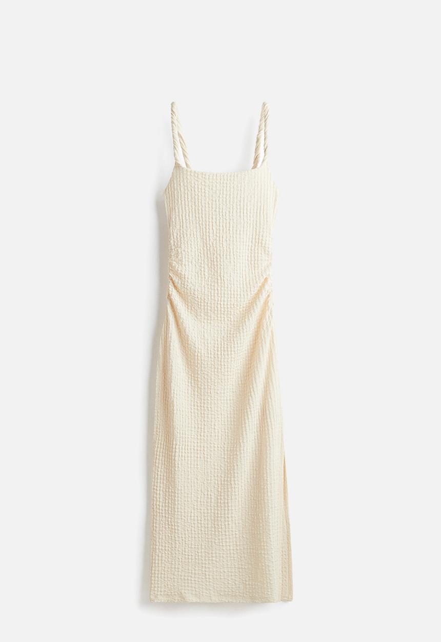 H&M - Textured jersey midi dress - cream