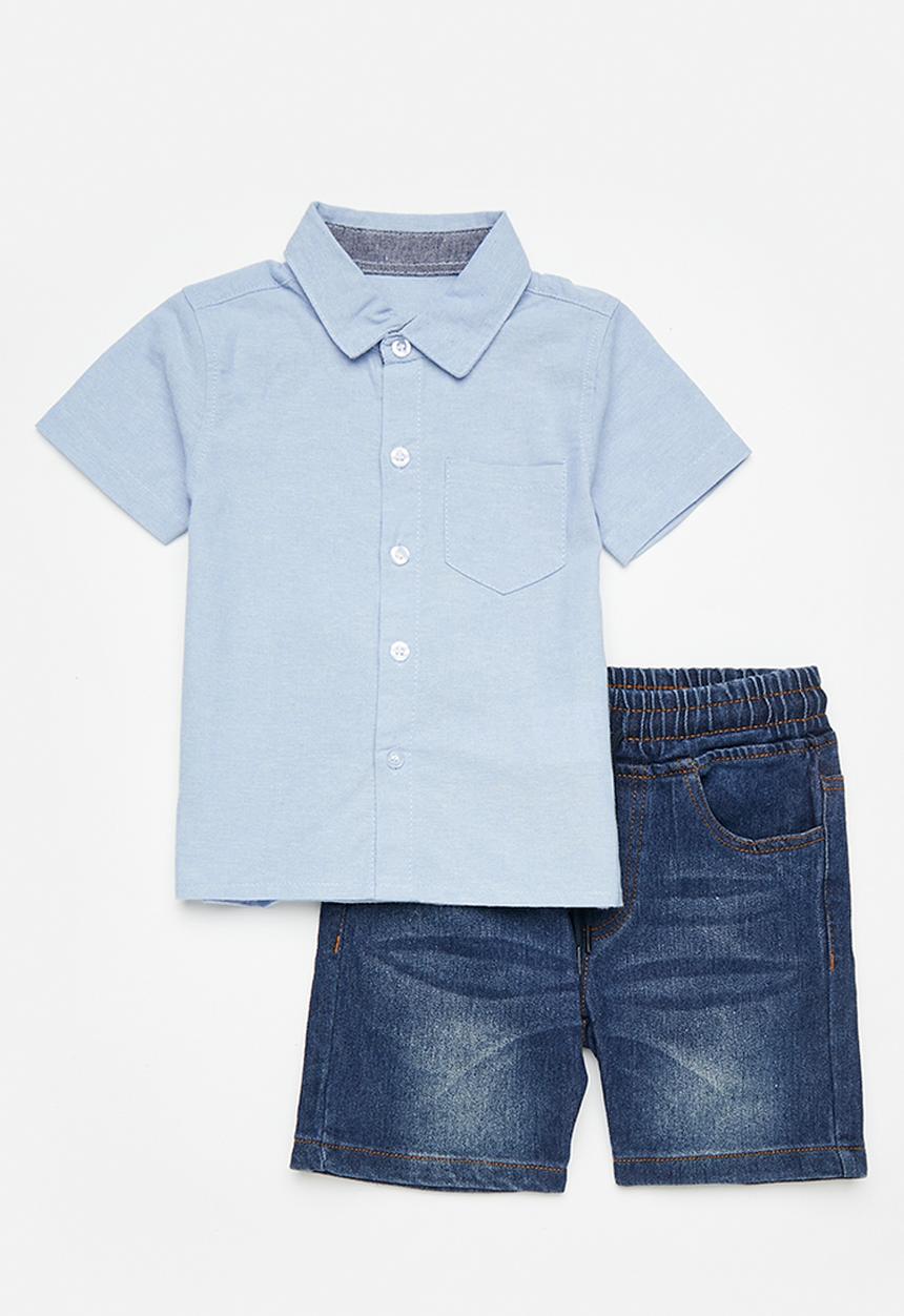 Pop Candy - Shirt & short set - steel blue/black