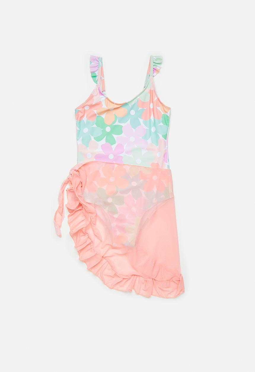 Pop Candy - Bikini and sarong set - pink peach/floral