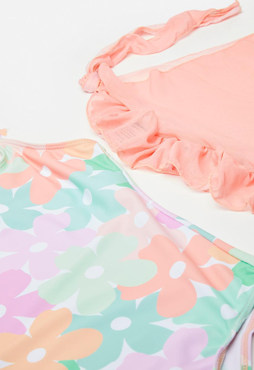 Pop Candy - Bikini and sarong set - pink peach/floral