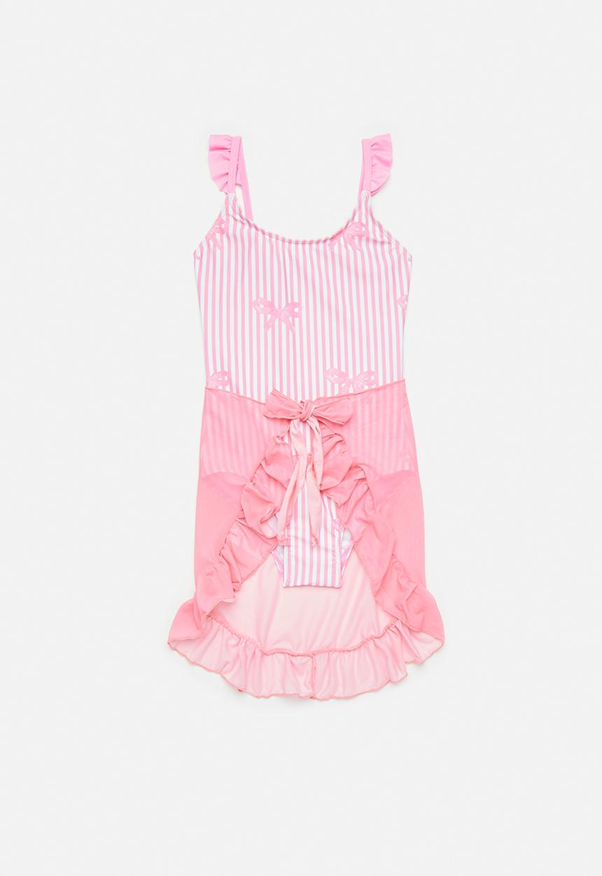 Pop Candy - Bikini and sarong set - pink/white/stripes