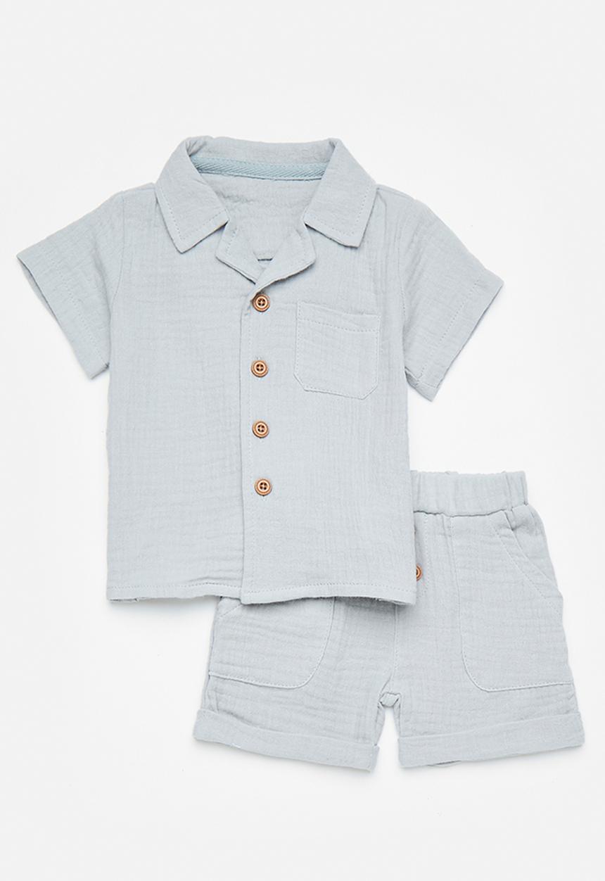 Pop Candy - Shirt & short set - light grey linen