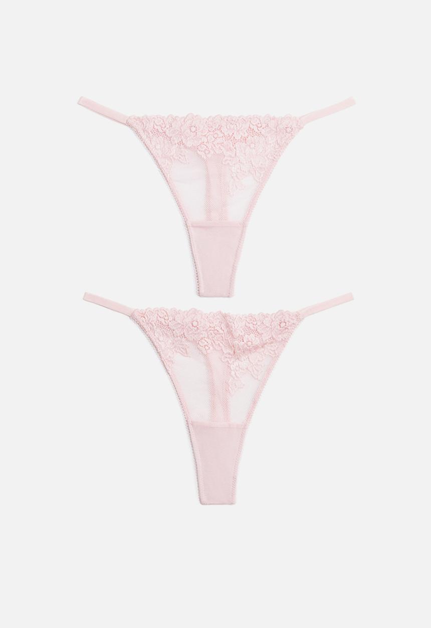 H&M - 2 Pack lace tanga thong briefs - light pink