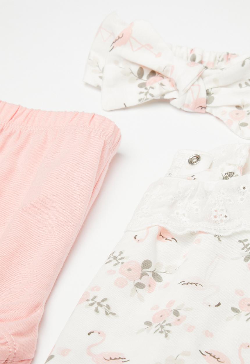 Pop Candy - Apron dress & short set with bow headband - pink/floral