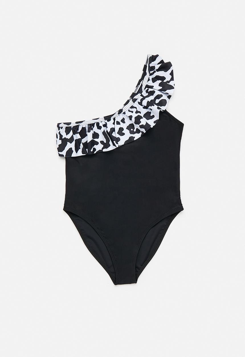 Pop Candy - Animal print one piece swimsuit - black/white