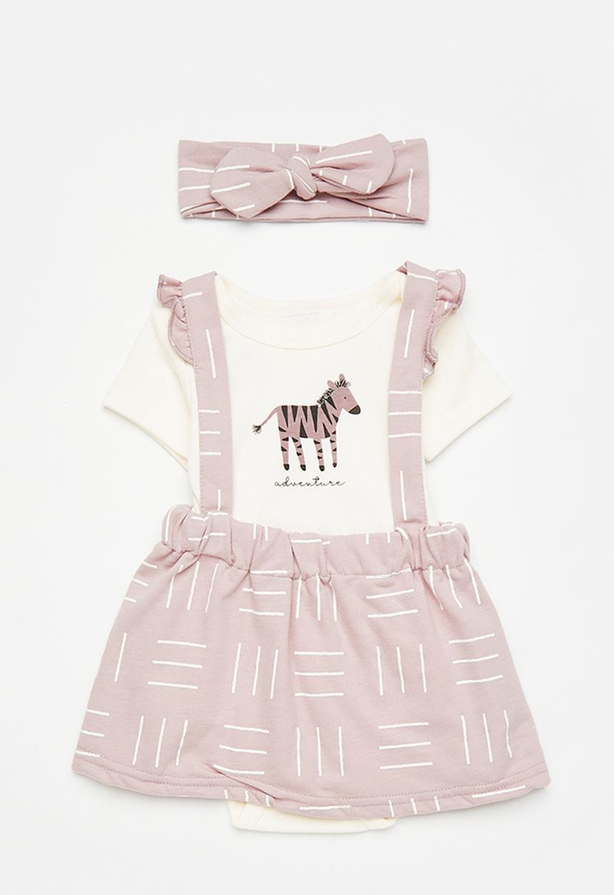 Pop Candy - Pinafore dress & tee set - white/mauve