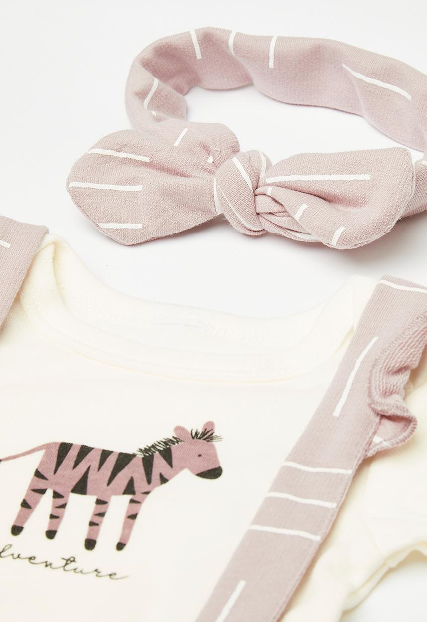 Pop Candy - Pinafore dress & tee set - white/mauve