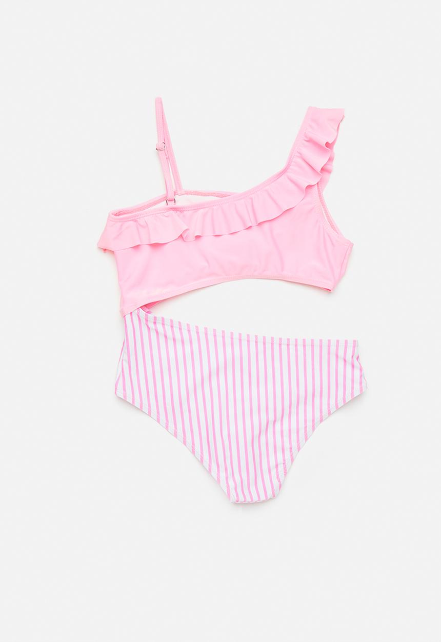 Pop Candy - Cutout swimsuit - pink/stripes