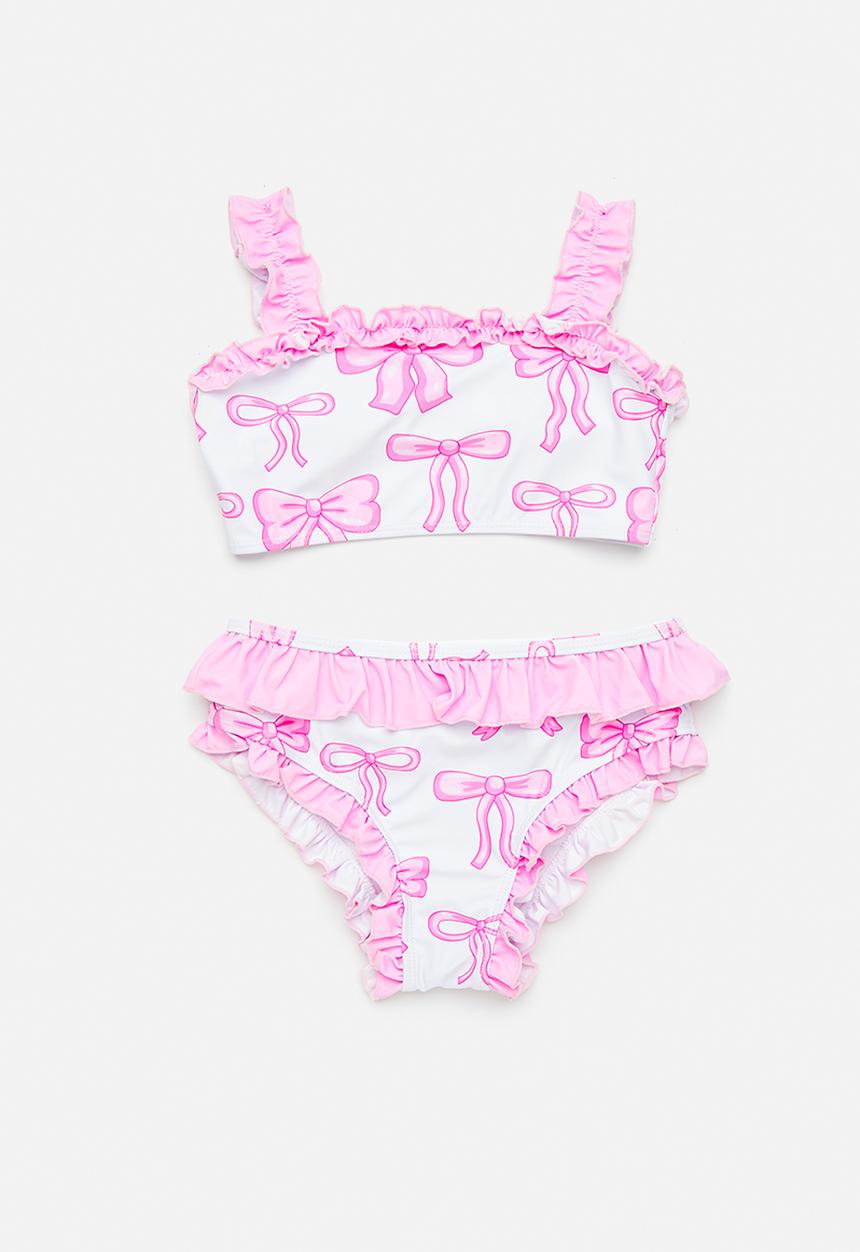 Pop Candy - Bow print bikini set - white/pink