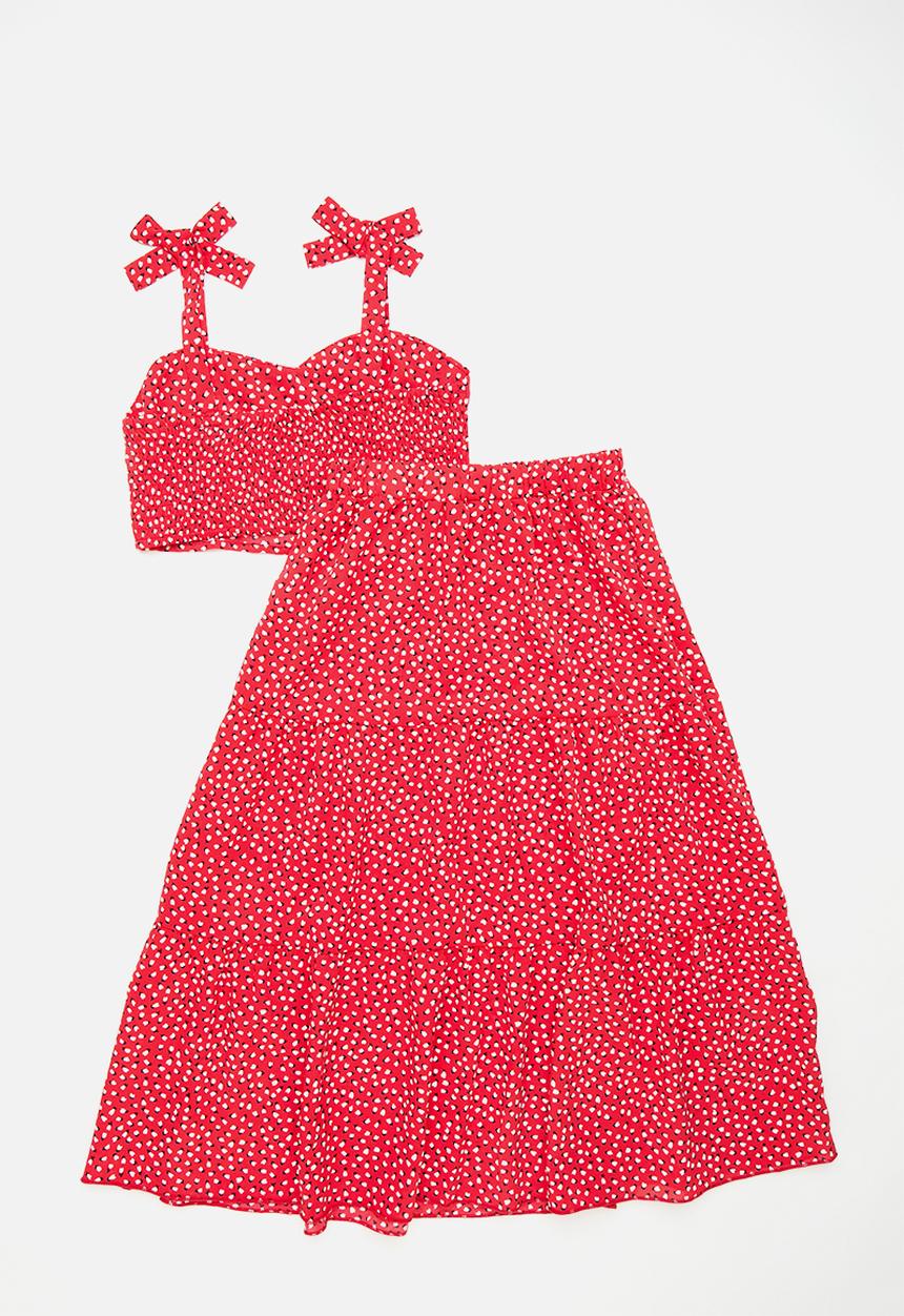 Pop Candy - Princess top and tiered skirt set - red
