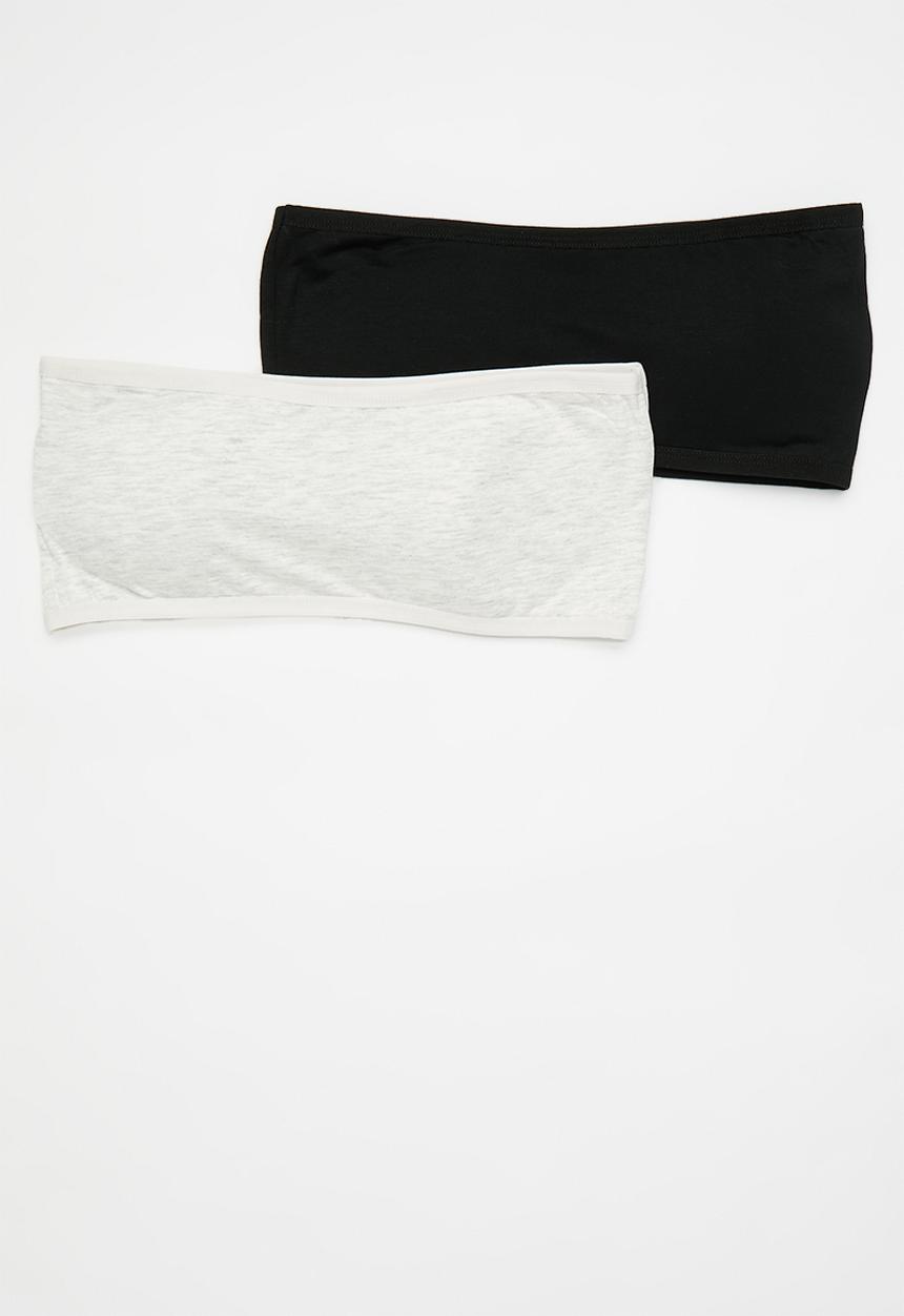 Pop Candy - 2 Pack padded boobtube bra - black/grey
