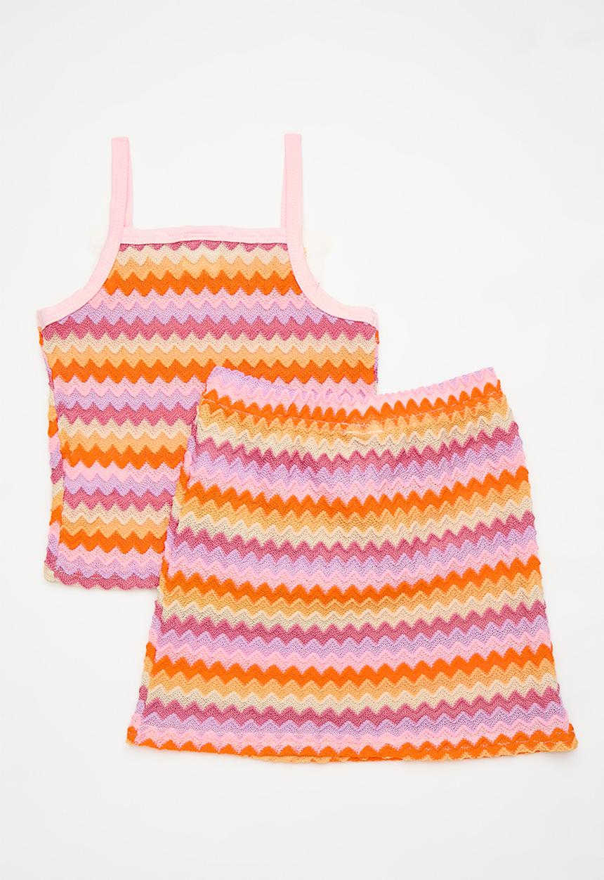 Pop Candy - Spaghetti strap top & skirt set - multi