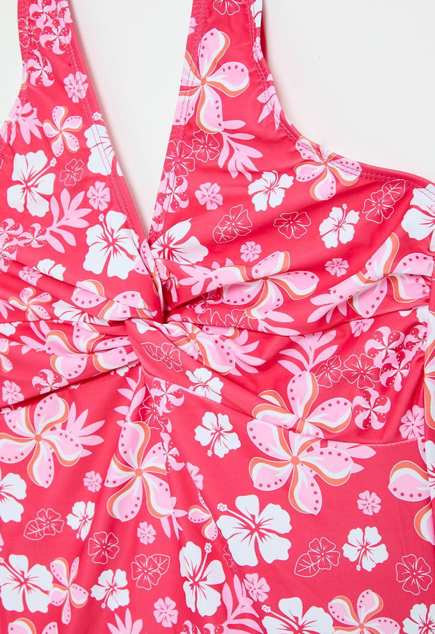 Pop Candy - Floral swimsuit - dark pink/white