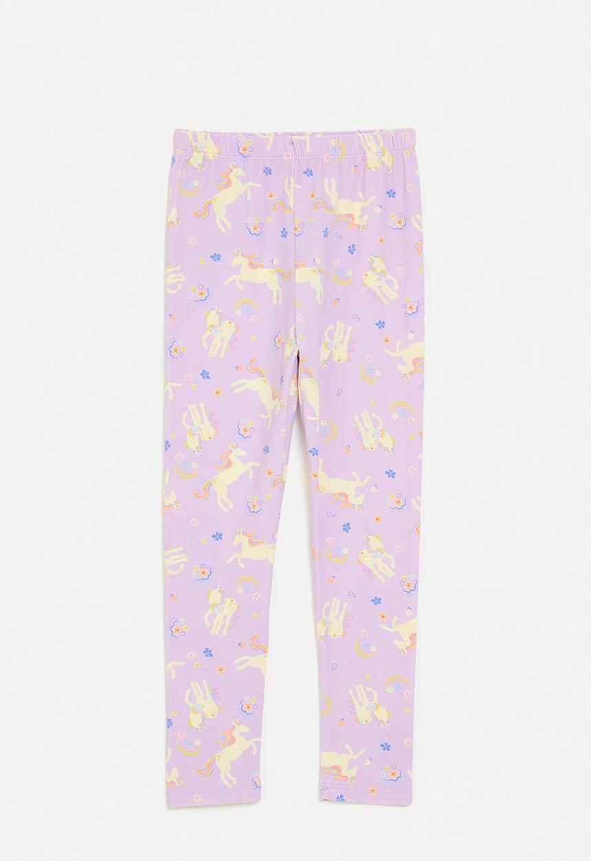 Pop Candy - Unicorn and floral  all-over-print leggings - lilac