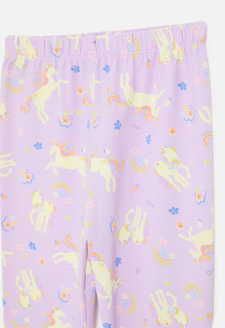 Pop Candy - Unicorn and floral  all-over-print leggings - lilac