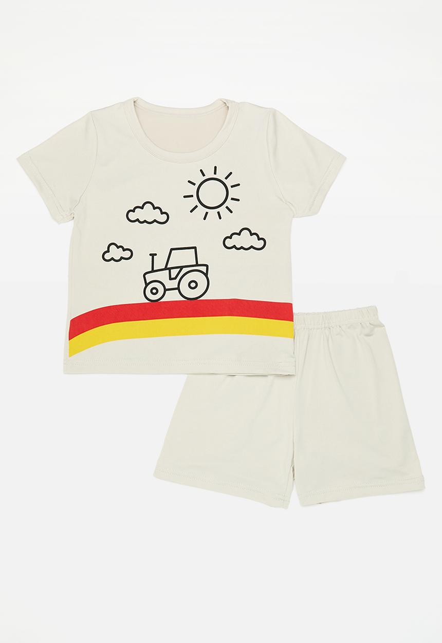 Pop Candy - Tee & shorts pj set - ivory/tractor