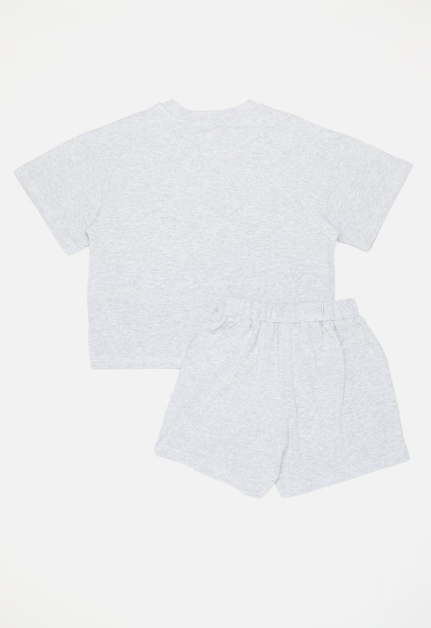 Pop Candy - Baggy tee & shorts set - grey/new york