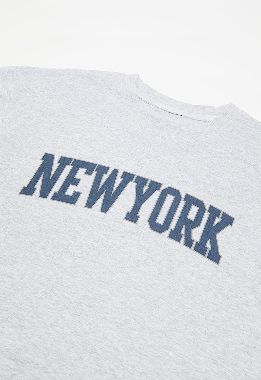 Pop Candy - Baggy tee & shorts set - grey/new york