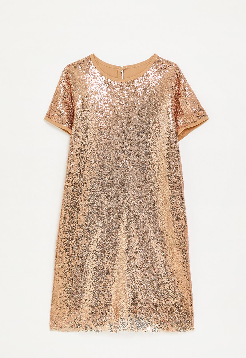 Pop Candy - Short sleeve occasion dress - taupe/sequins