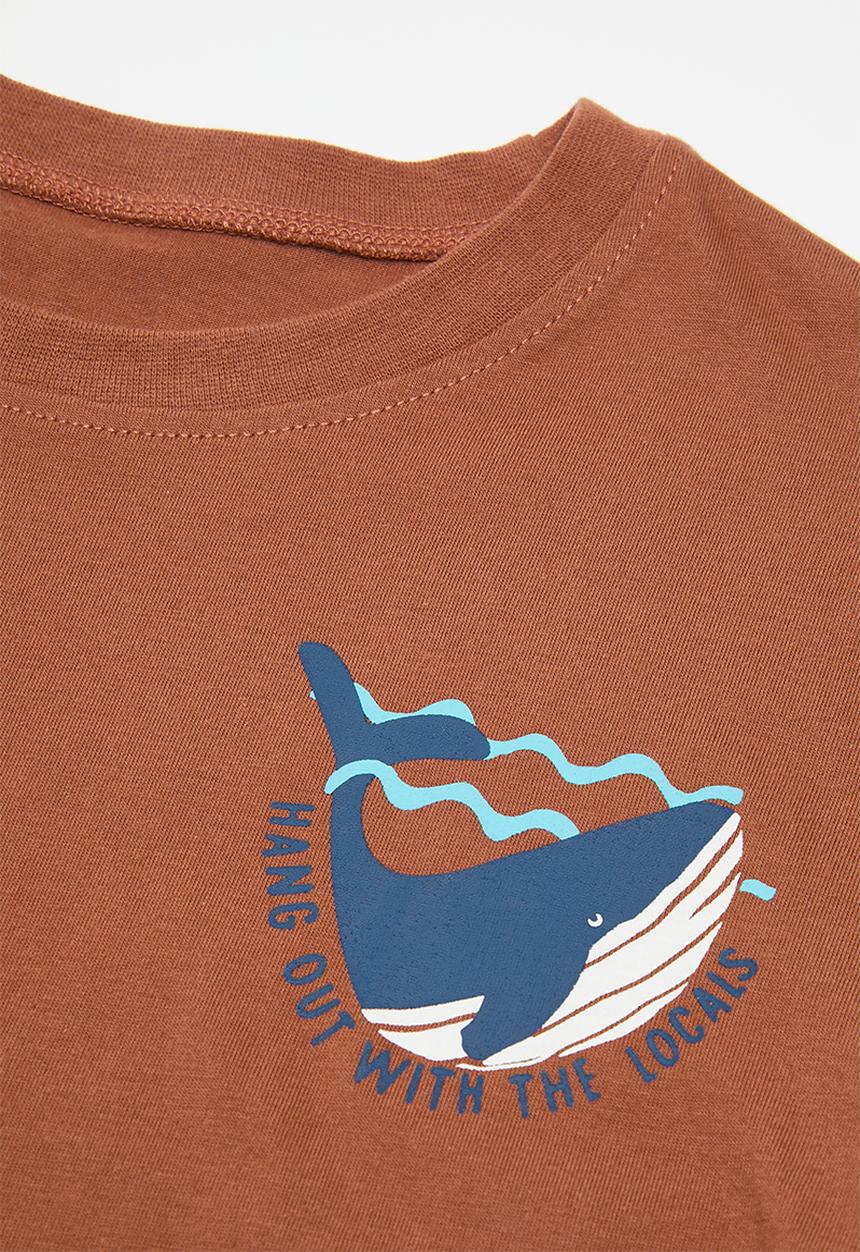 Pop Candy - Tee & short set - brown & navy