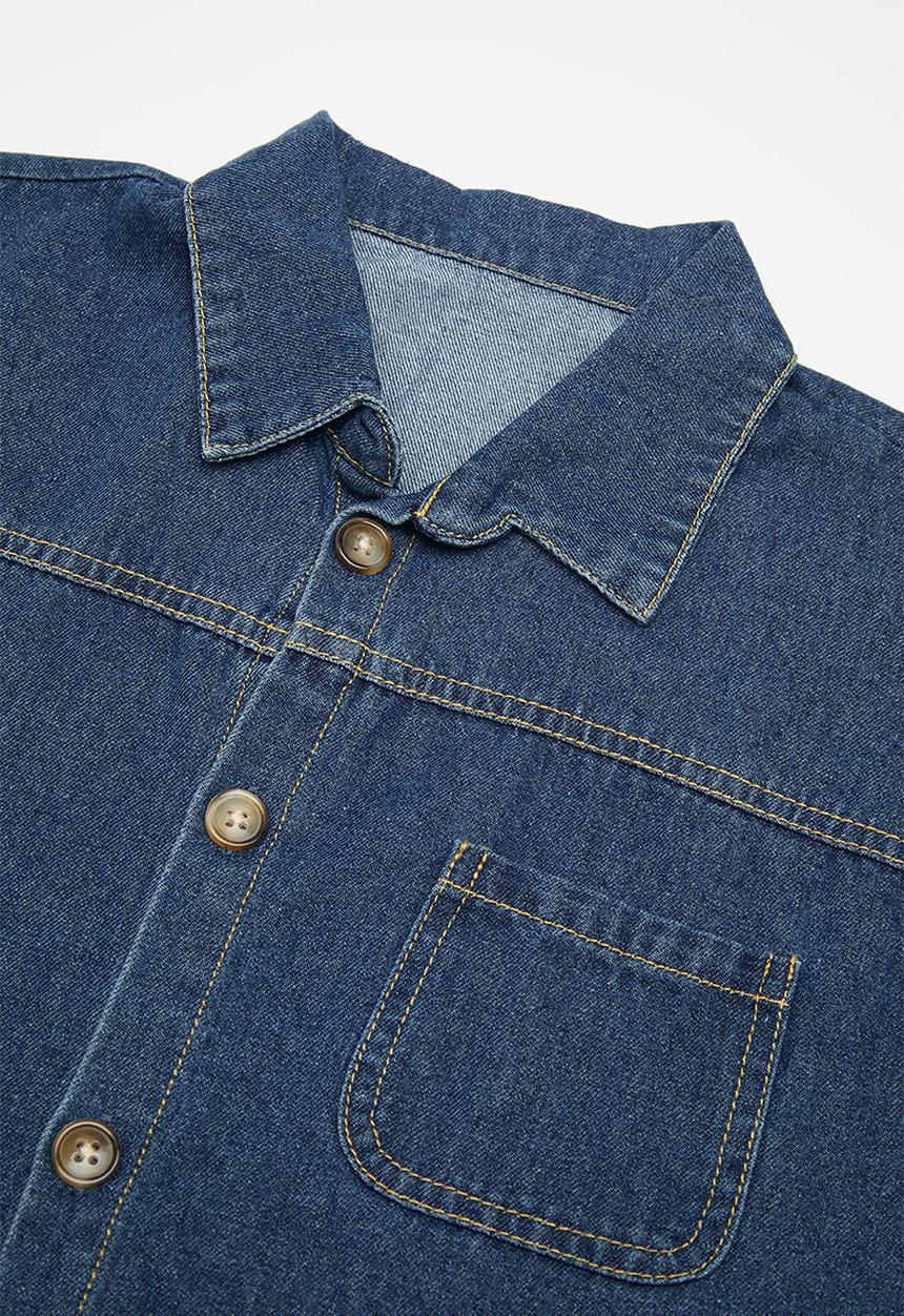 Pop Candy - Denim shirt & shorts set - navy blue