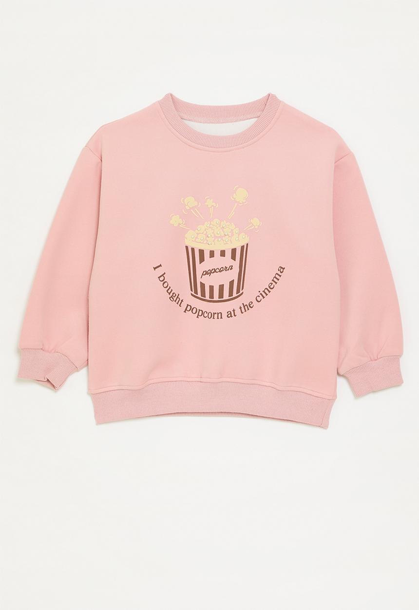 Pop Candy -  Popcorn placement and slogan sweatshirt - pink