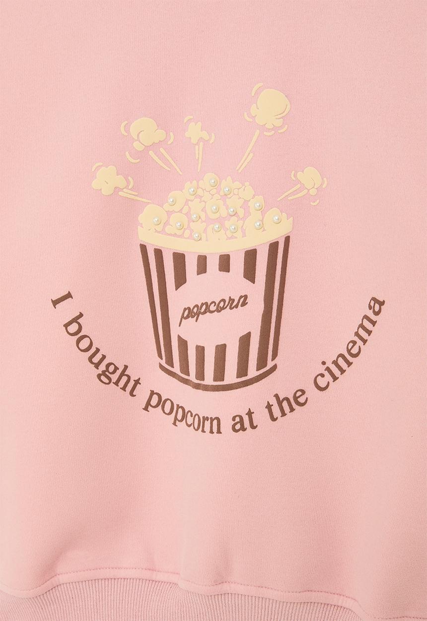 Pop Candy -  Popcorn placement and slogan sweatshirt - pink