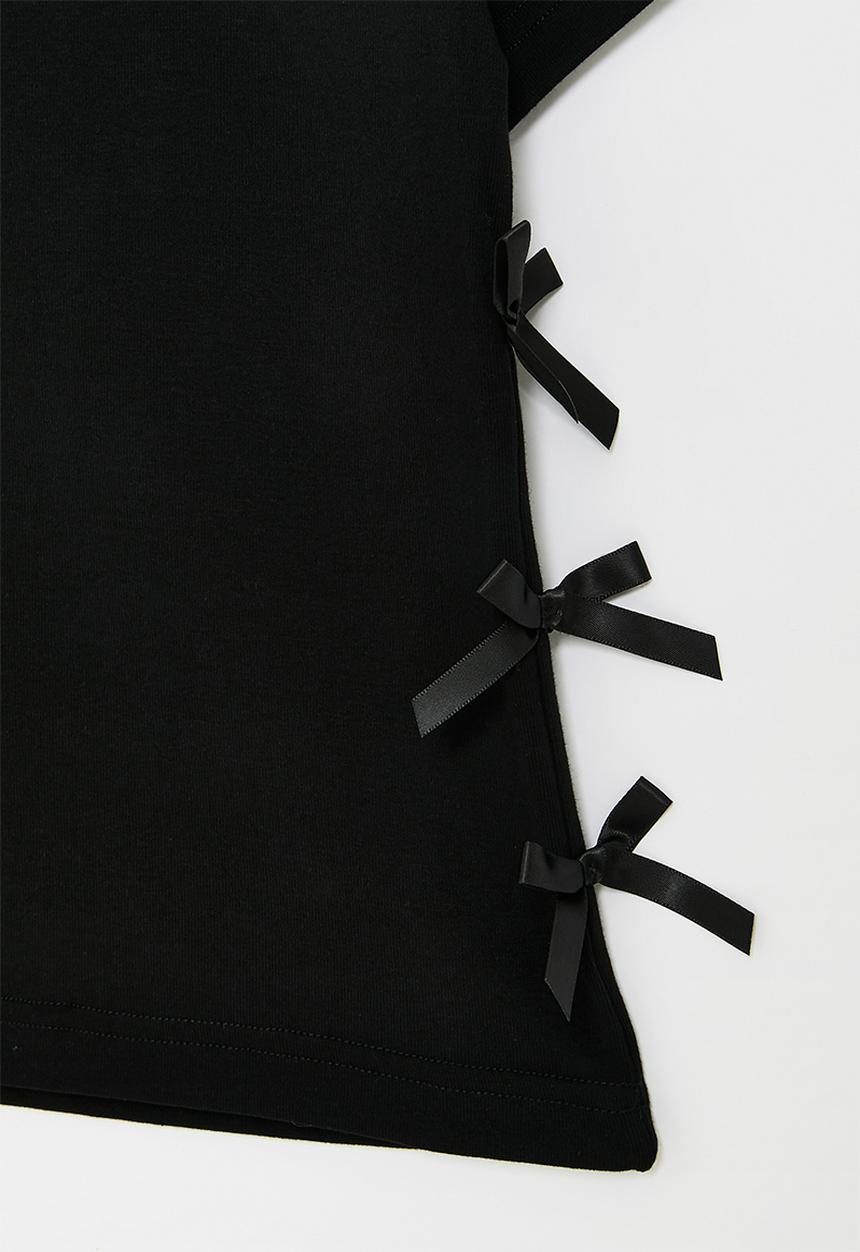 Pop Candy - Black tee with side bow detail - black