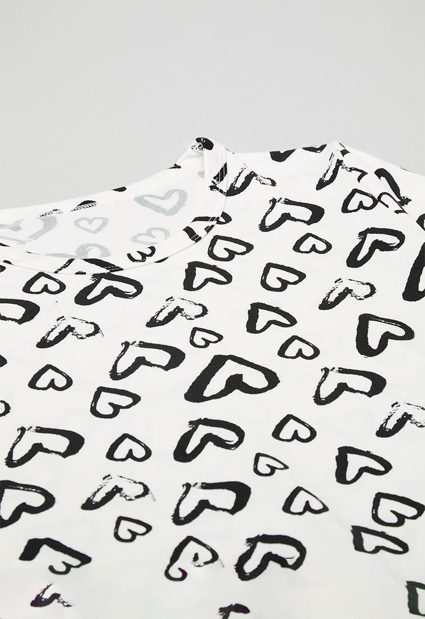 Pop Candy - Tee & shorts pj set - white/black hearts