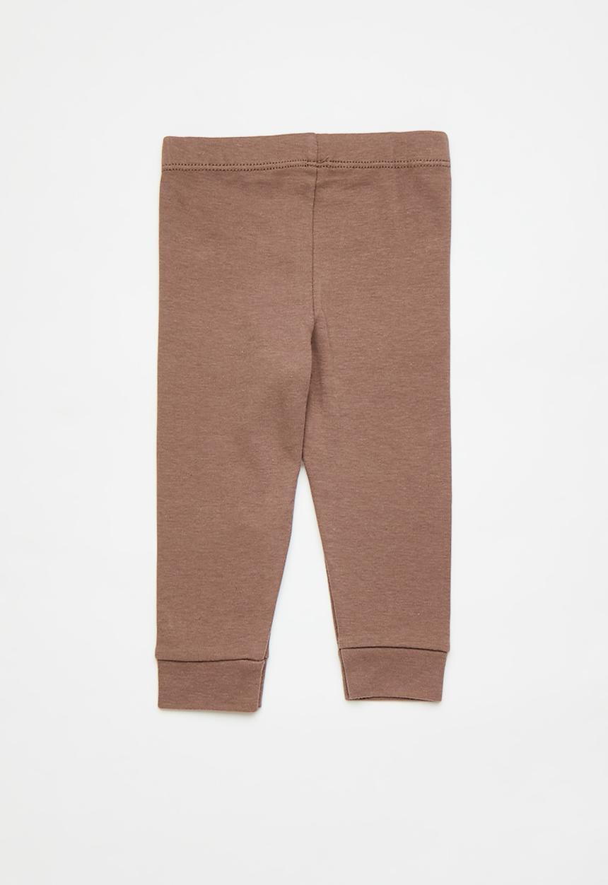 Pop Candy - Animal face aop romper with leggings - grey/brown