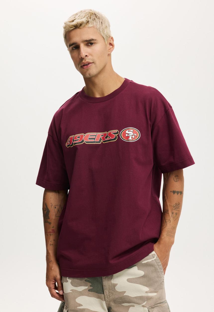 Cotton On - Box Fit Nfl T-shirt - Lcn Nfl Velvet Plum - San Francisco 49Ers - O