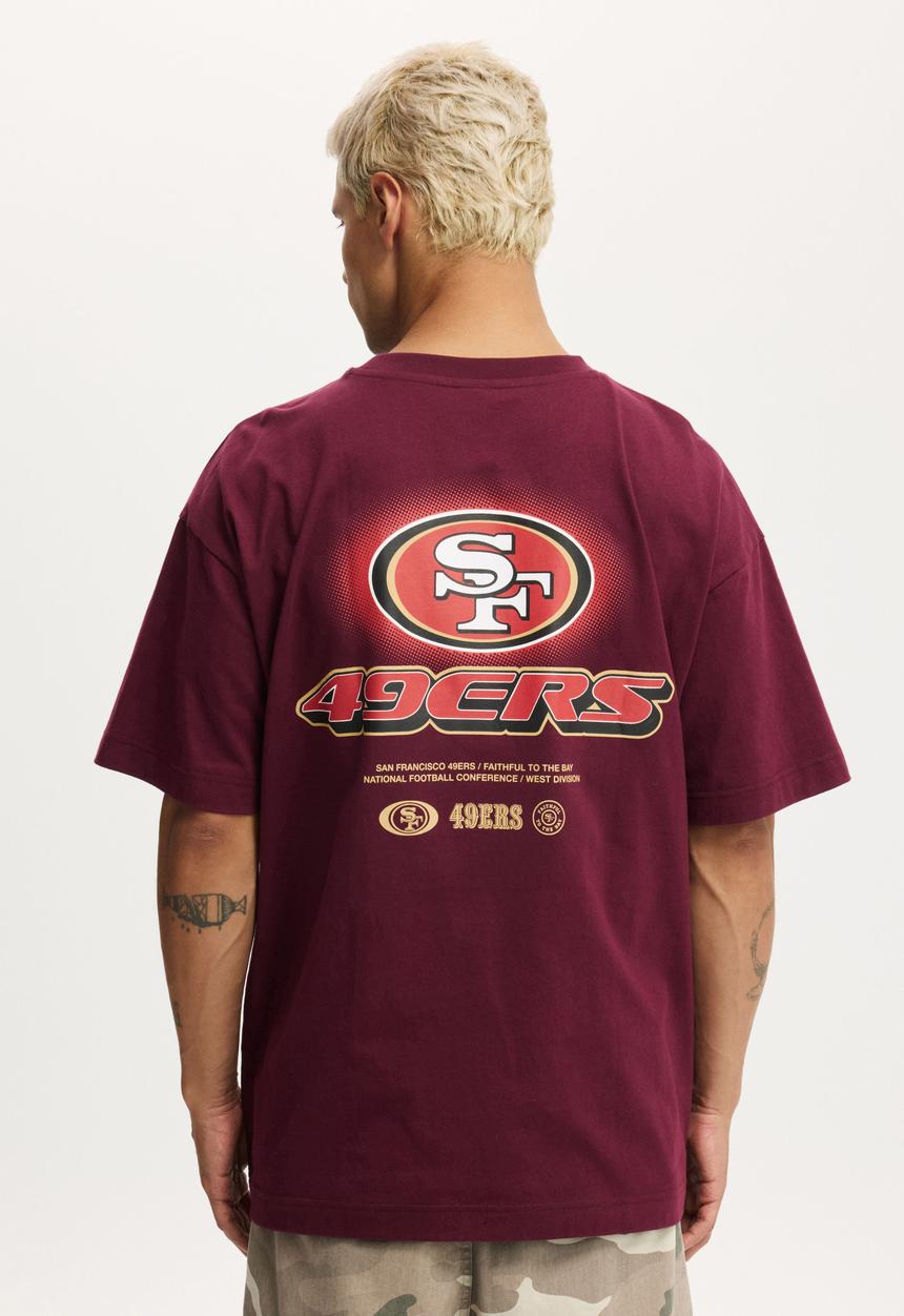Cotton On - Box Fit Nfl T-shirt - Lcn Nfl Velvet Plum - San Francisco 49Ers - O