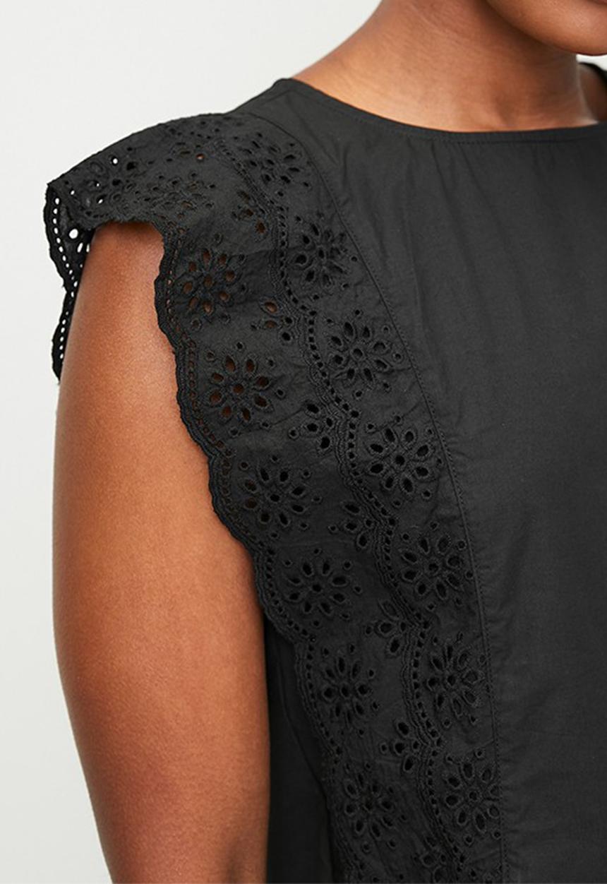 edit - Poplin shell with cut out sleeve - black