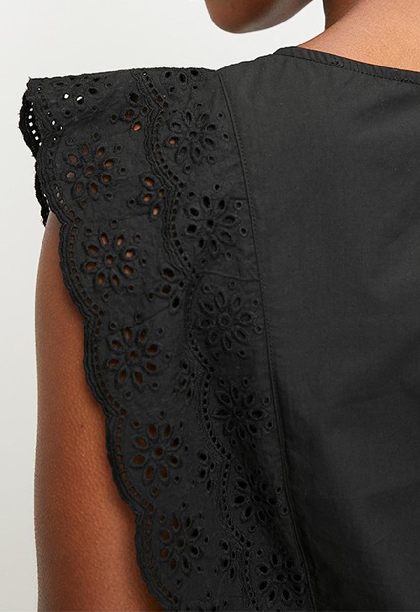 edit - Poplin shell with cut out sleeve - black