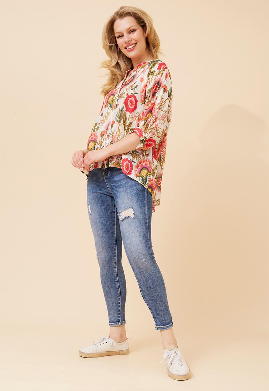 Stella Morgan - Half Sleeve Easy Wearing Batwing Blouse - Multi Pink