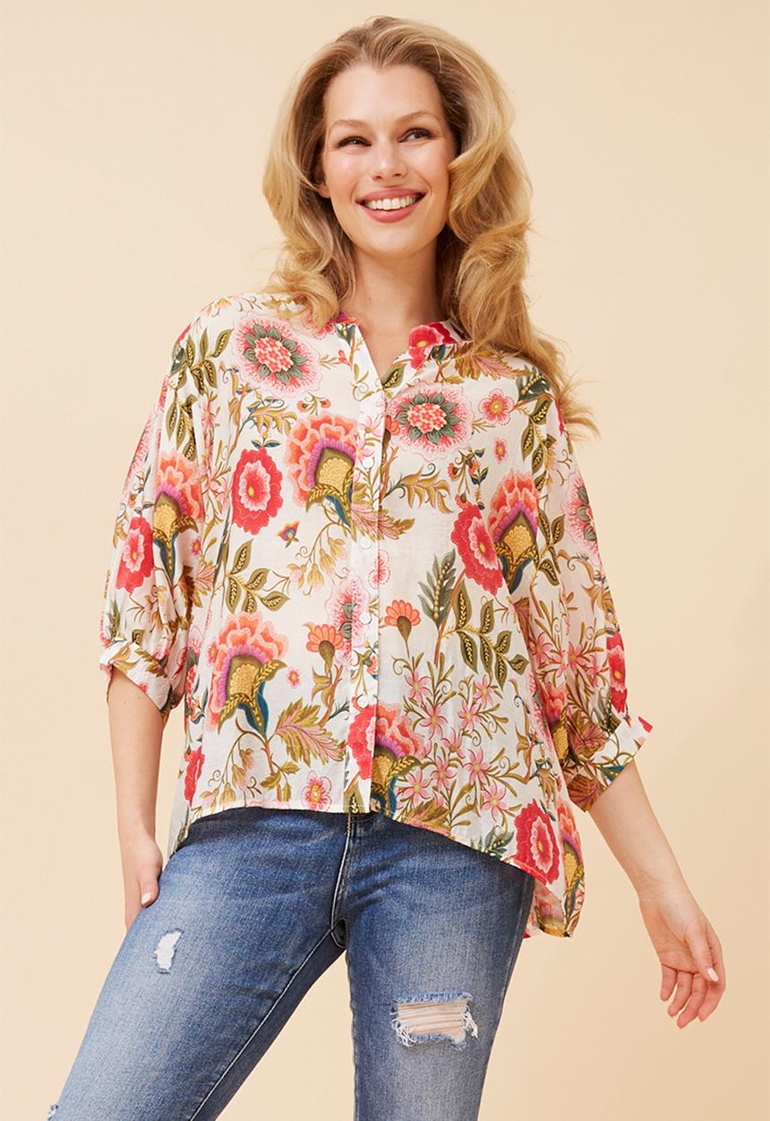 Stella Morgan - Half Sleeve Easy Wearing Batwing Blouse - Multi Pink