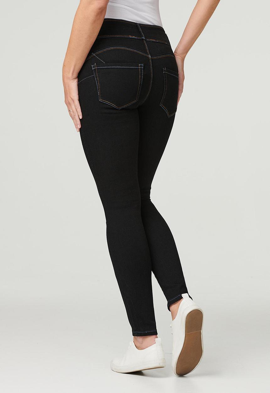 Stella Morgan - 3 Button Waistband Skinny Ankle Denim Jean - Black