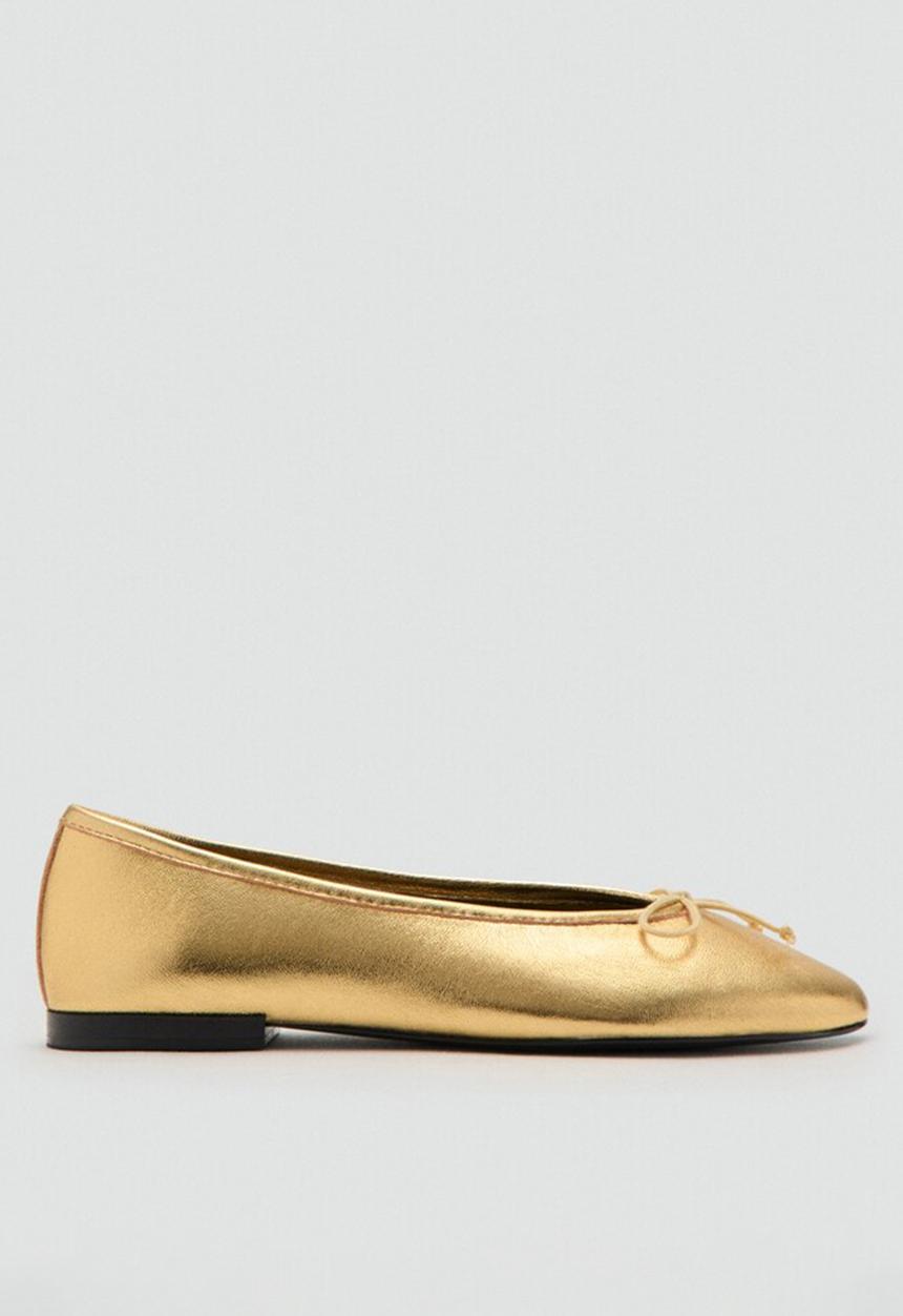 MANGO - Flater1 leather pump - gold