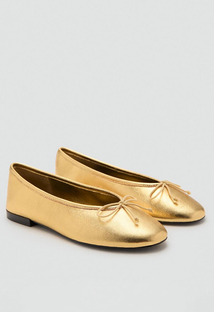 MANGO - Flater1 leather pump - gold