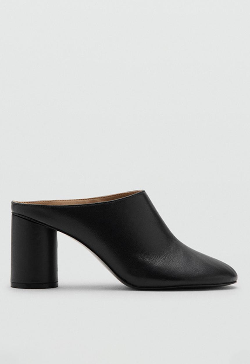MANGO - Monto leather heel - black