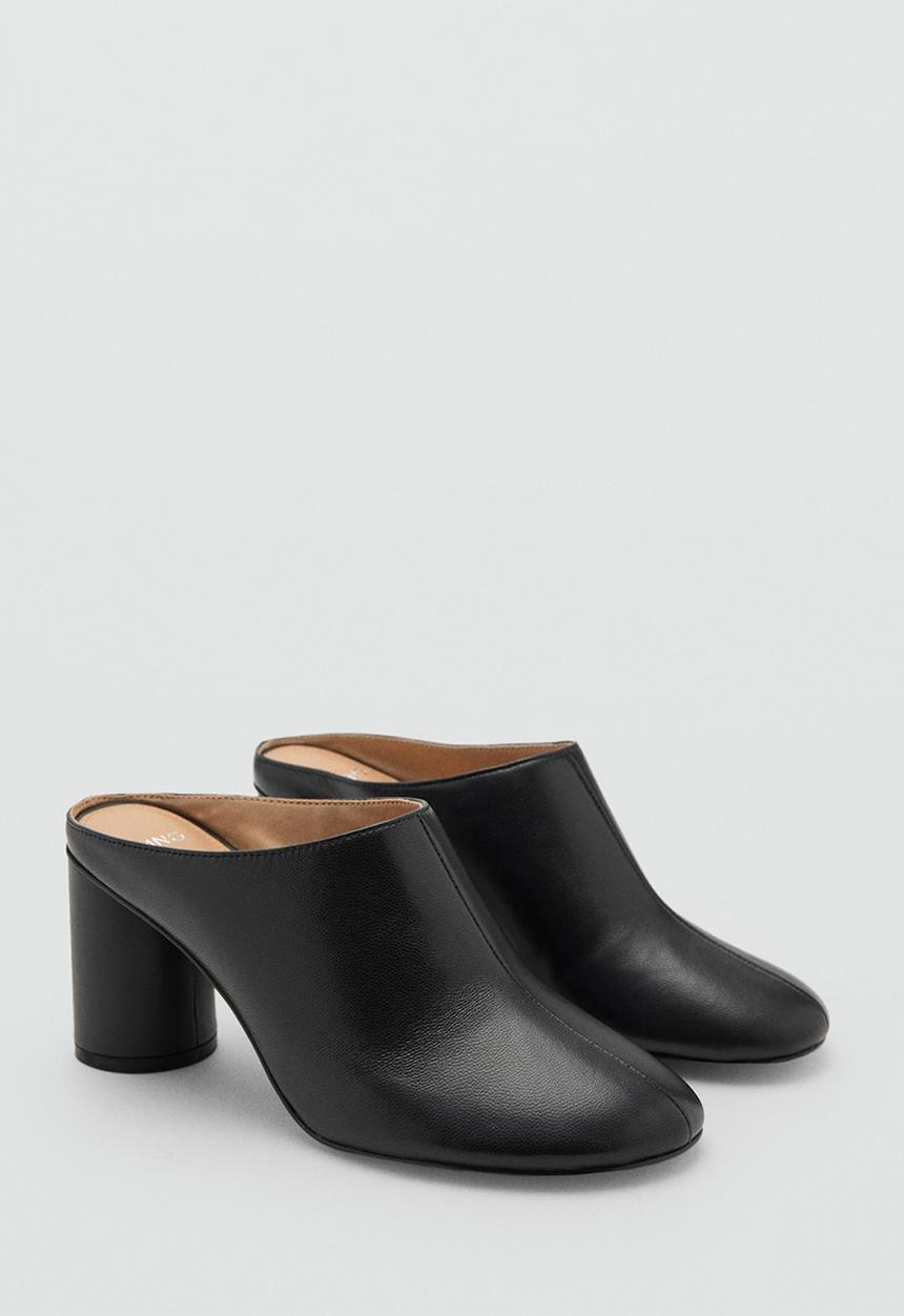 MANGO - Monto leather heel - black