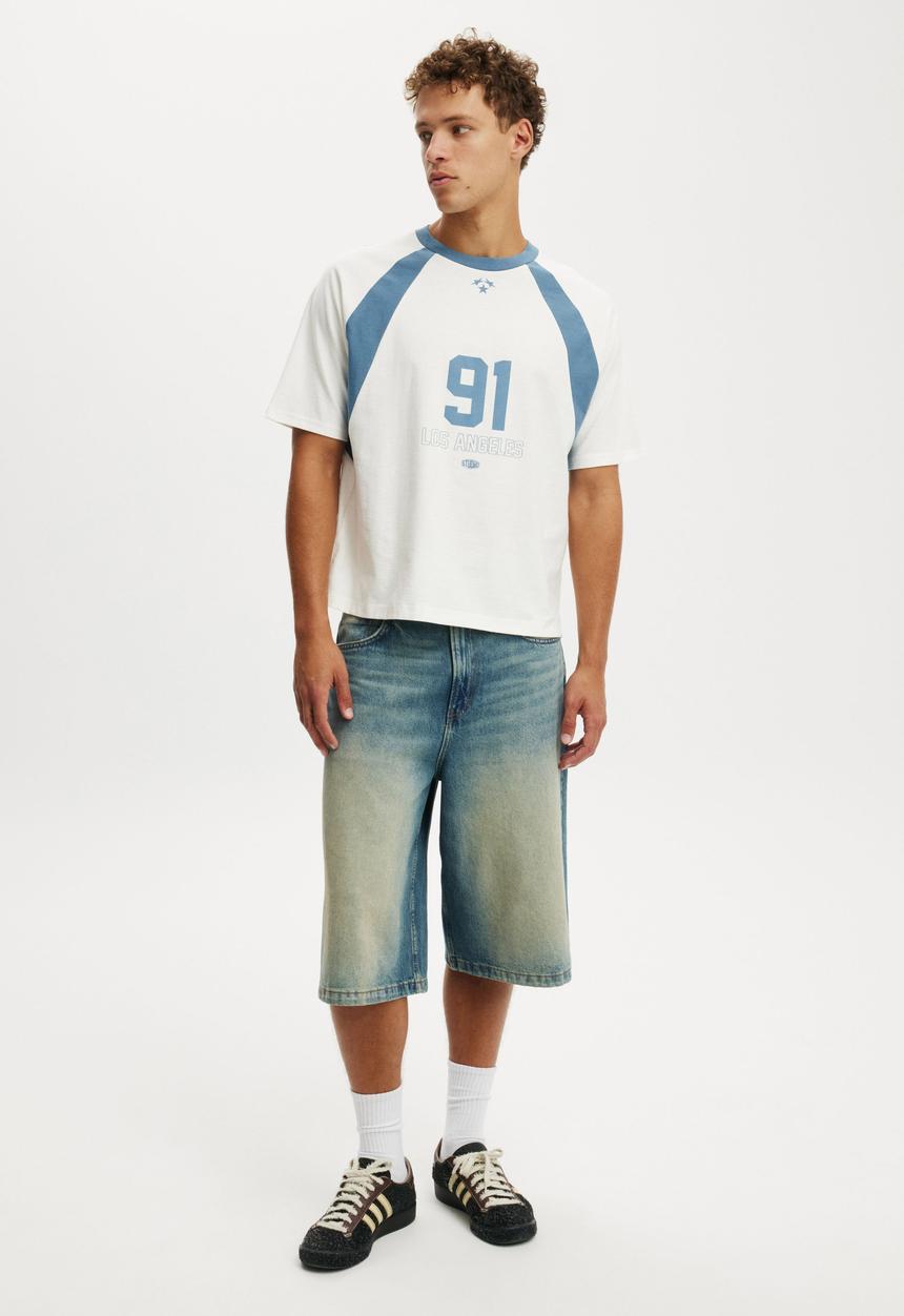 Cotton On - Cropped Fit Graphic T-shirt - Vintage White/Copen Blue La 91
