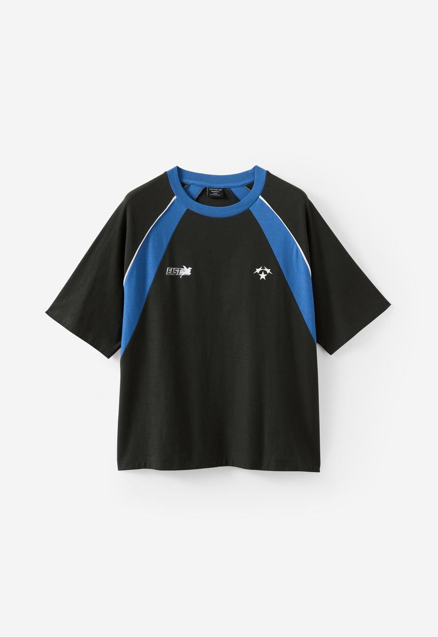 Cotton On - Cropped Fit Graphic T-shirt - Washed Black/2S Panelled