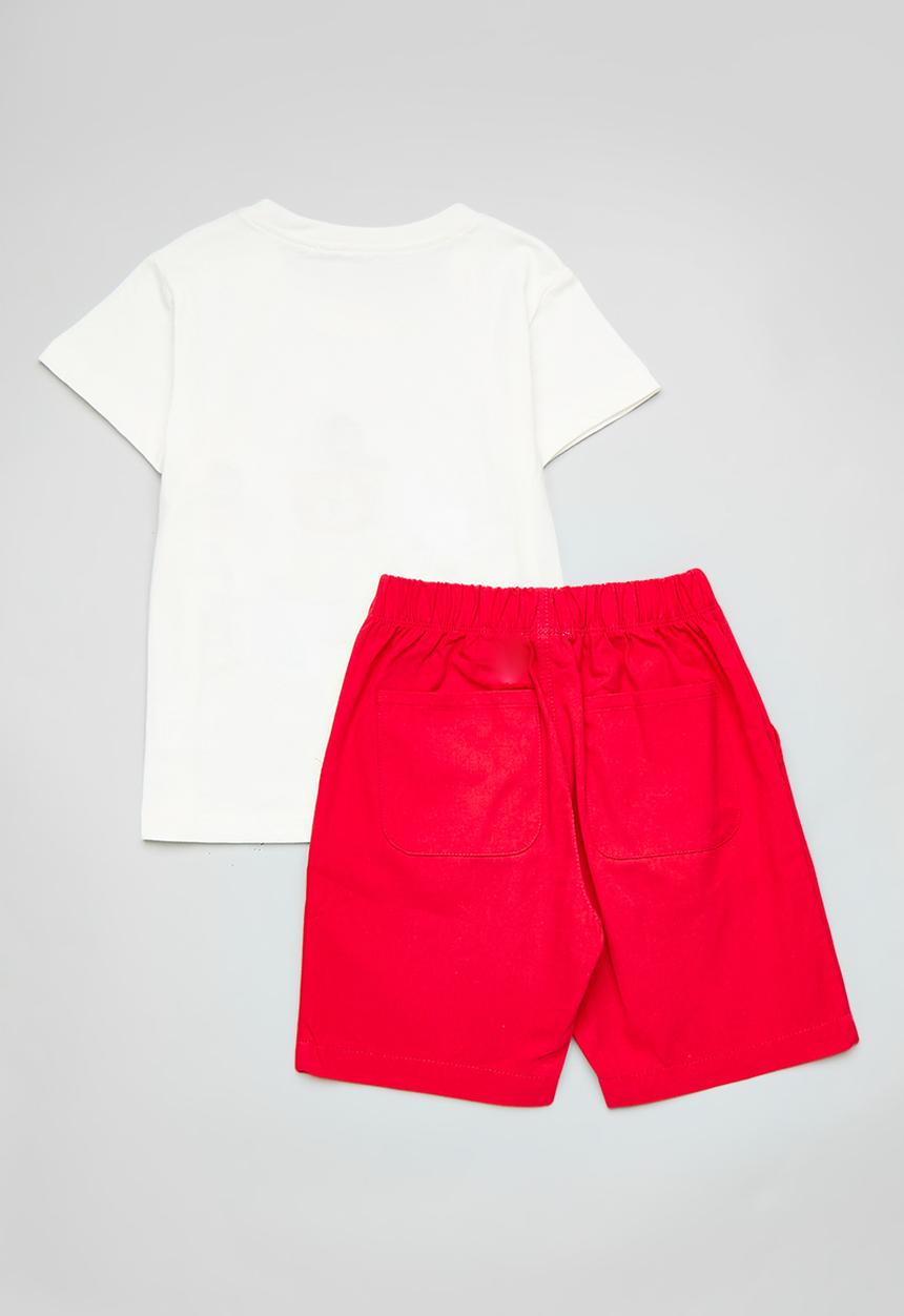 Pop Candy - Tee & short set - white & red