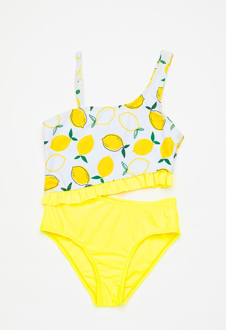 Pop Candy - Lemon swimsuit - yellow/white