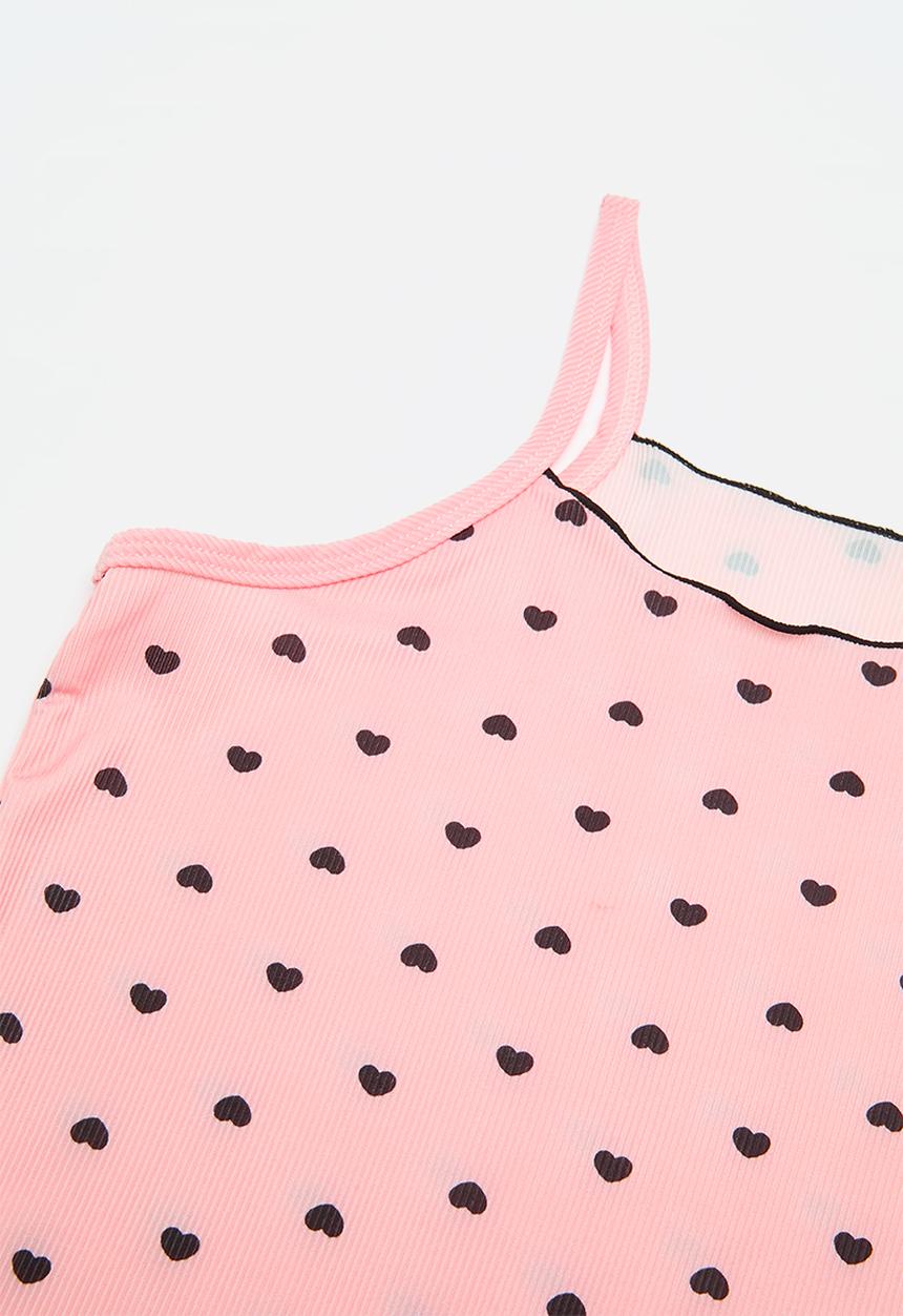 Pop Candy - Camisole & shorts pj set - light pink/black hearts