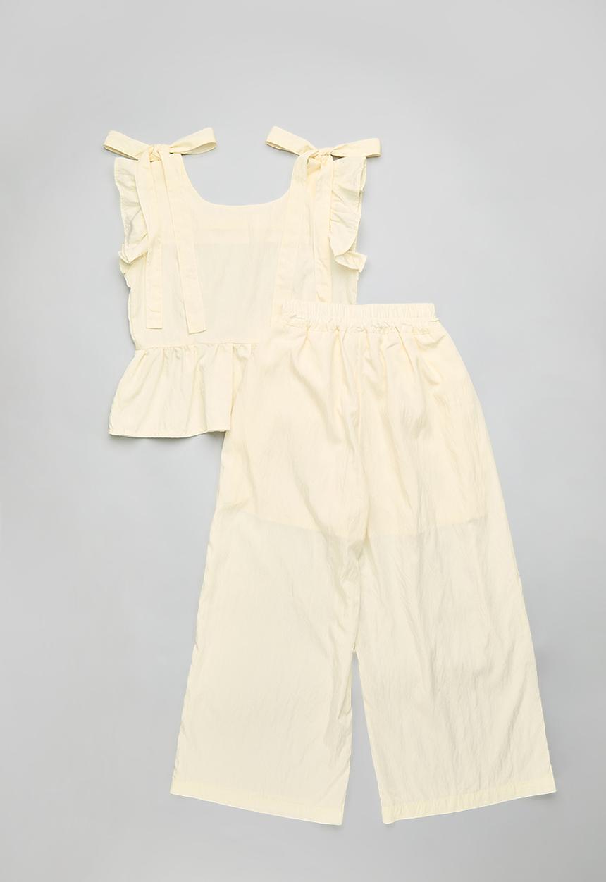 Pop Candy - Peplum top with wide leg pants - light yellow