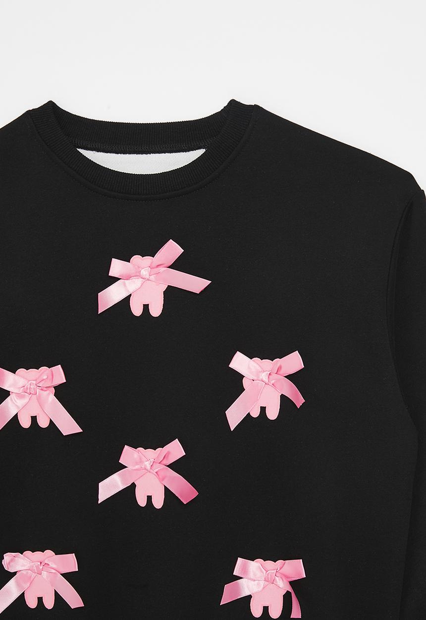 Pop Candy - Bow décor sweat top - black/pink