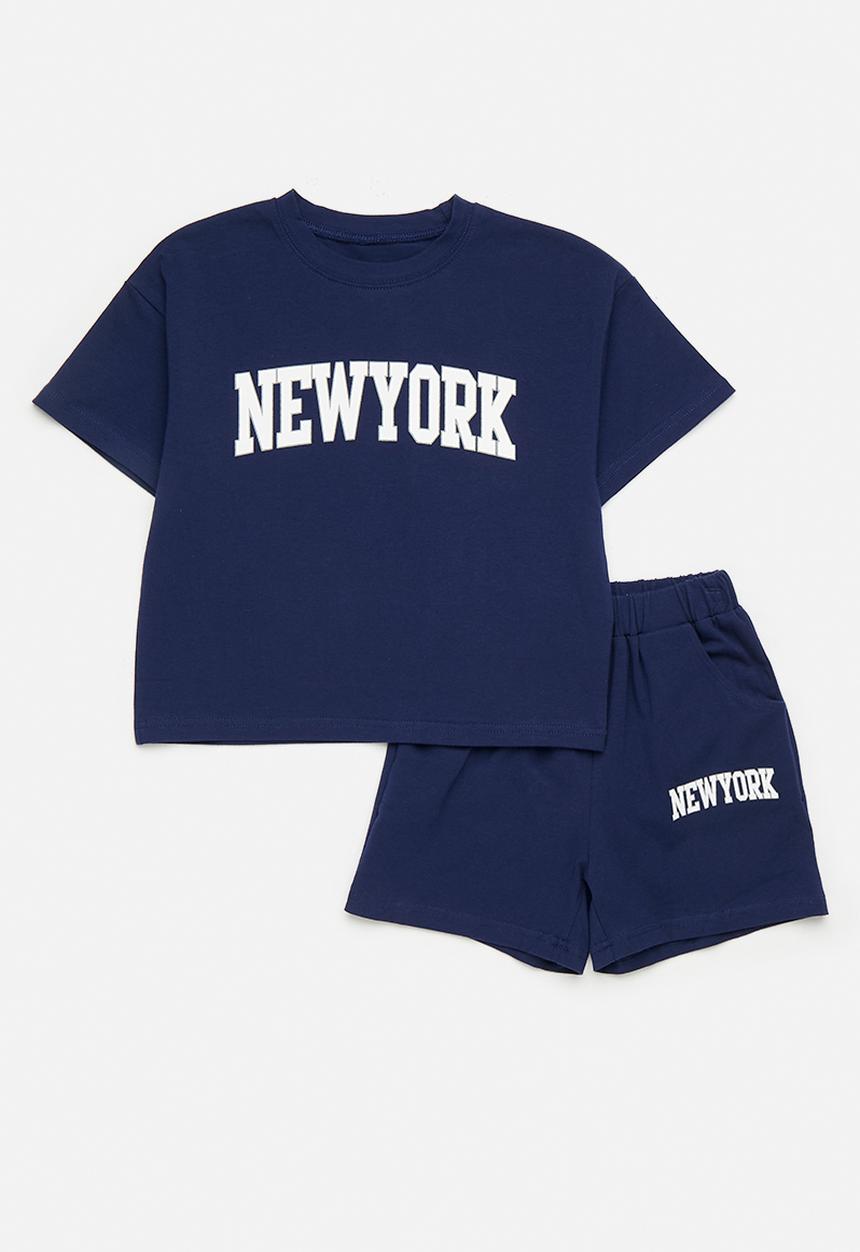 Pop Candy - Tee & shorts set - navy/new york